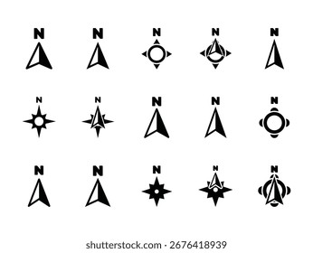 Set of Compass icon symbol vector on white background