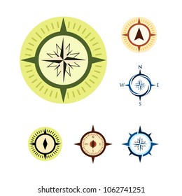 Set of Compass Icon template, Various Compass logo template vector