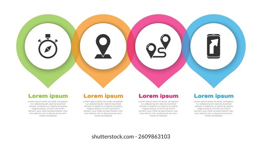 Set Compass, Location, Route location and City map navigation. Business infographic template. Vector