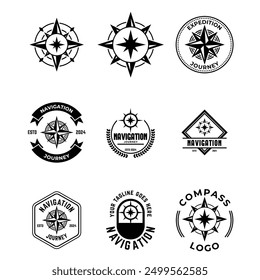 Set of compass logo, icon, symbol design template