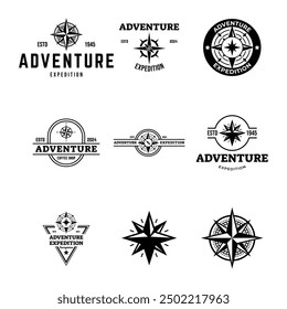Set of compass logo, icon, symbol design template