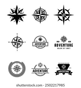Set of compass logo, icon, symbol design template