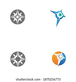 Set compass Logo Template vector symbol nature