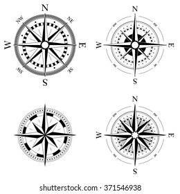 Set of compass navigation dials - highly detailed vector illustrations