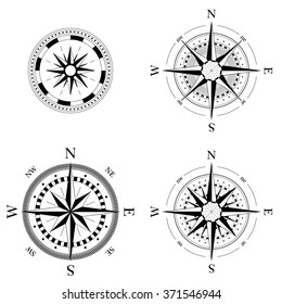 Set of compass navigation dials - highly detailed vector illustrations