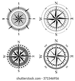 Set of compass navigation dials - highly detailed vector illustrations