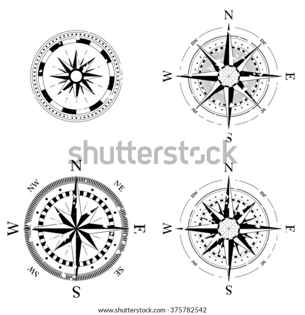 Set Compass Navigation Dials Highly Detailed Stock Vector (royalty Free 