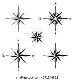 Set of compass navigation neddles and dials - highly detailed vector illustrations