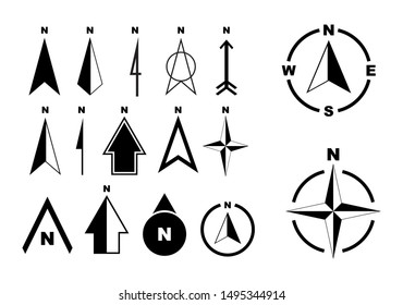 set of compass or north arrow concept. easy to modify