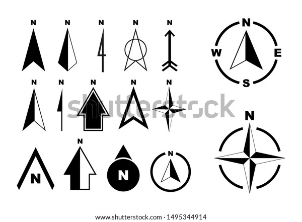 Set Compass North Arrow Concept Easy Stock Vector (Royalty Free) 1495344914