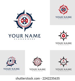 Set of Compass Poker logo vector template, Creative Poker logo design concepts