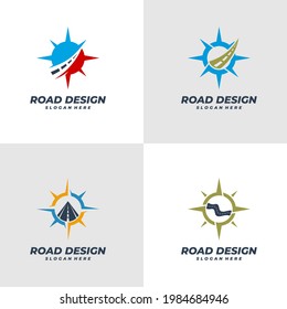 Set of Compass Road logo vector template, Creative Road logo design concepts