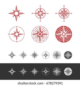 Set Compass Rose Icon Logo Template Illustration Design. Vector EPS 10.