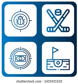 Set of competitive icons such as Target, Hockey stick, Birdie , competitive