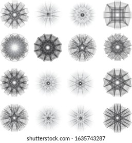 set of complex geometric shapes for design