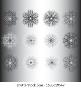 set of complex geometric shapes for design
