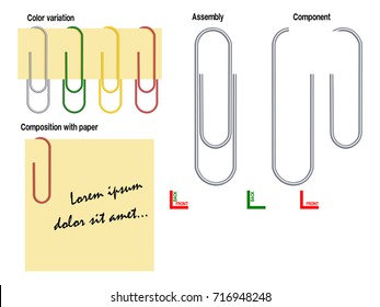 Set of component of paper clip. There are 2 components  front and back.  Easy to use to clip the paper, as shown
