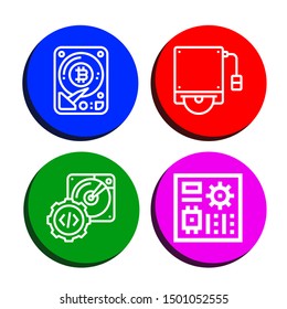 Set of components icons such as Hard disk, Motherboard , components