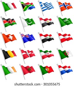 A set composed by the flags of 20 of the most important countries around the world.