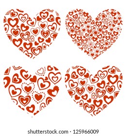 Set of Composite Hearts for Valentine's Day, Vector Version
