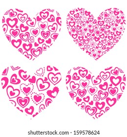 Set of Composite Hearts for Valentine's Day, Vector Version 