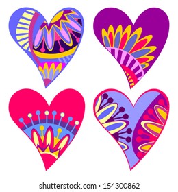 Set of Composite Hearts for Valentine's Day,Vector illustration