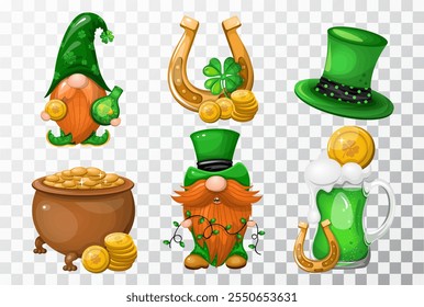 Conjunto de composición de Irlanda Dibujo a mano del Día de San Patricio. Aislar sobre un fondo blanco. Ilustración vectorial.