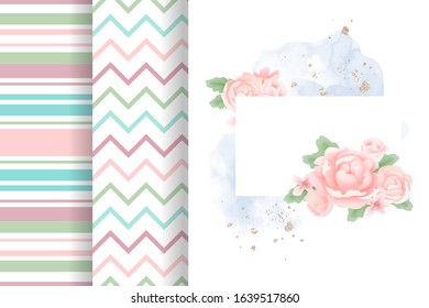 Set composition of peonies and geometric patterns