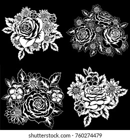 a set of compositions from monochrome colors for postcards, congratulations, a price tag
