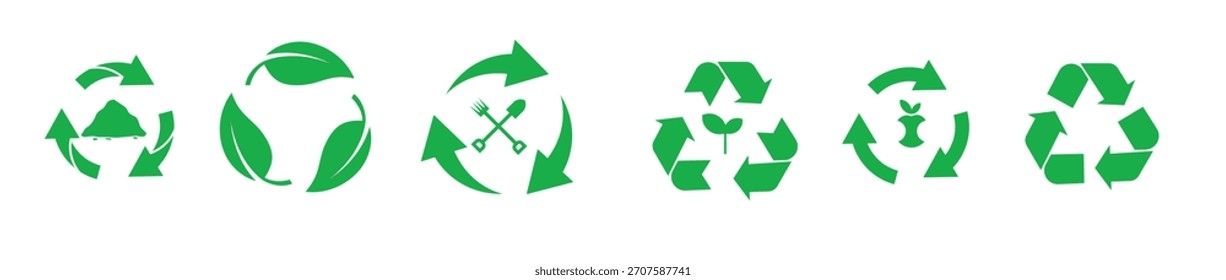 Conjunto de símbolos de compostagem para ilustração vetorial