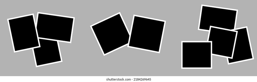 Set of compound photo frames. With a white form on a gray background