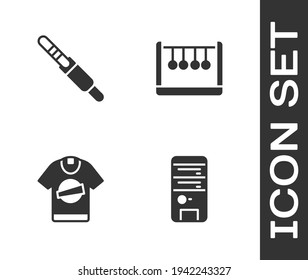 Set Computer, Audio jack, T-shirt and Pendulum icon. Vector
