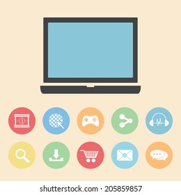 set of computer benefit icon, flat style