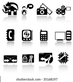 set of computer black icon,Easy tot manipulate, re-size or to edit