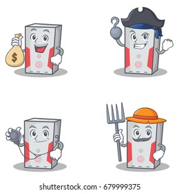 Set of computer character with doctor money bag pirate farmer