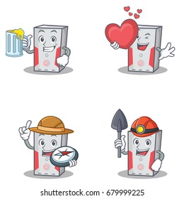 Set of computer character with juice love explorer winer