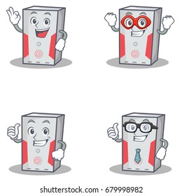 Set of computer character with okay hero proud businessman