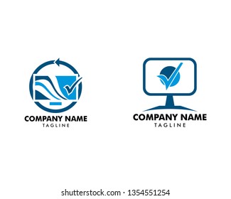 Set of Computer Check Logo Template Design Vector
