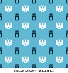 Set Computer and Create account screen on seamless pattern. Vector