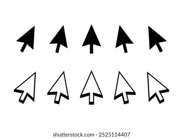  Set of computer cursor designs in different directions set of vector mouse pointer 3d computer screen cursor design 3d arrow design vector black and white cursor design