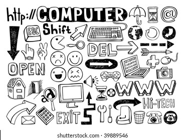 Set computer doodles 
