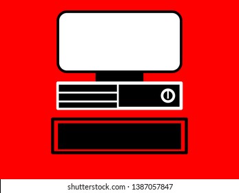 set of computer empty screen isolated on red background