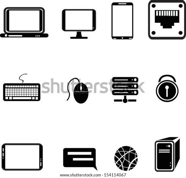 Set Computer Equipment Icons Stock Vector (Royalty Free) 154114067 ...