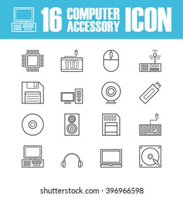 set of computer equipment outline icon