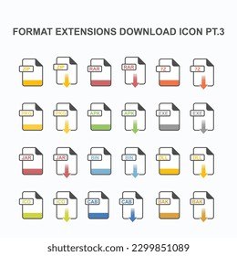 Set of Computer Format Extension Download Icon - Icon For Web and Graphics Design.