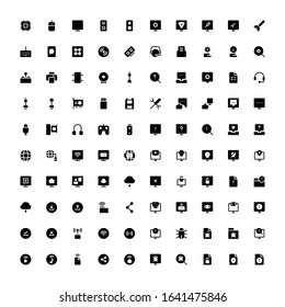 Set of computer, hardware glyph style icon - vector