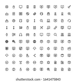 Set of computer, hardware outline style icon - vector