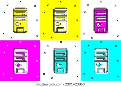 Set Computer icon isolated on color background. PC component sign.  Vector