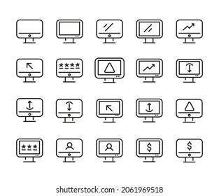 Conjunto de iconos de computadora aislados en fondo blanco. Símbolos de monitor, Ilustración vectorial