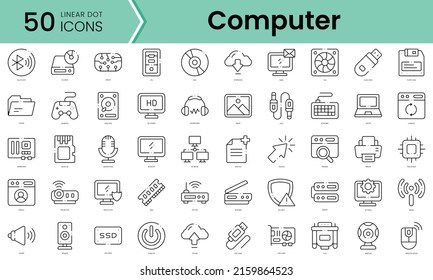 Set of computer icons. Line art style icons bundle. vector illustration